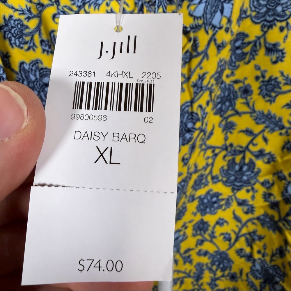 SOLD — NWT J.Jill Floral Rayon Pull On Shorts Women XL Yellow Blue Boho Flowy - Picture 7 of 9